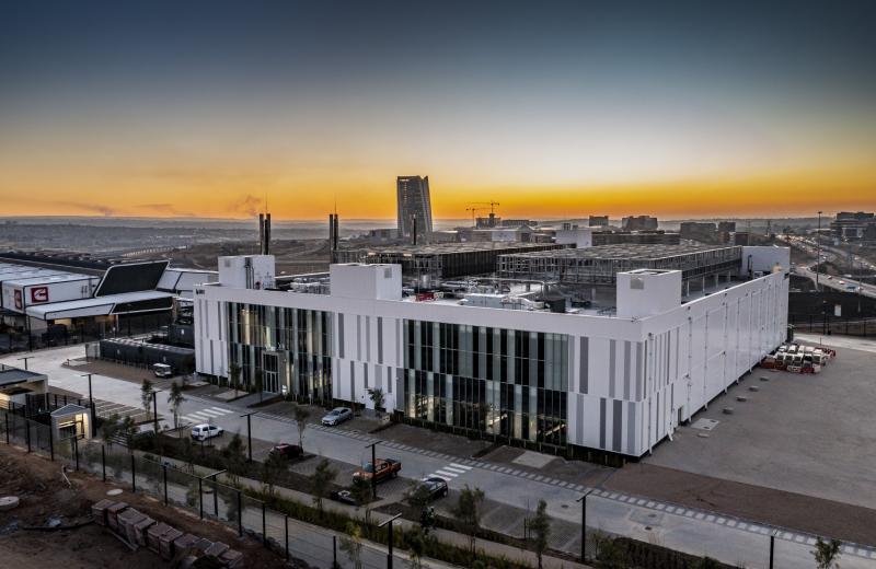 AI data center in Johannesburg at sunset